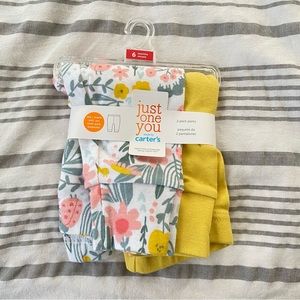 Carters 2 Pack Baby Girl Pants Leggings Bottoms 6 Months New Yellow Floral